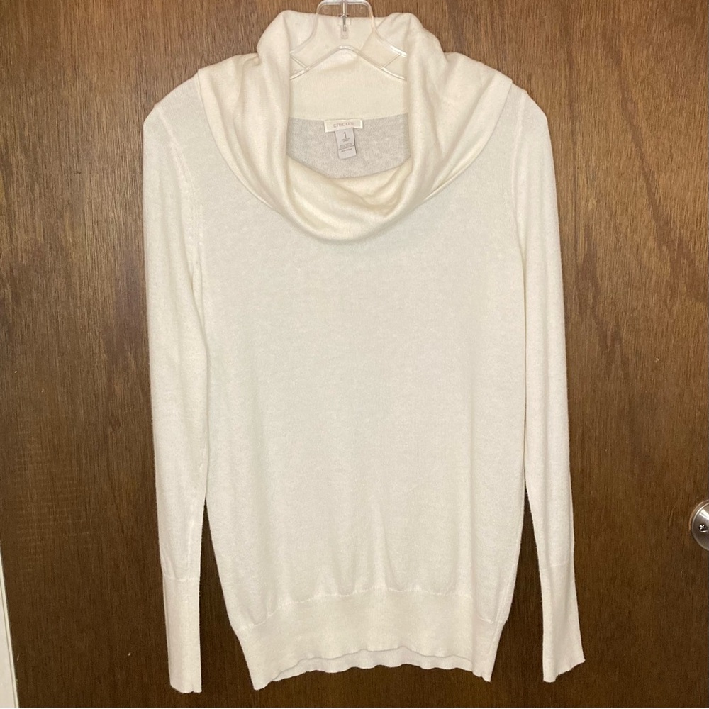 Chico’s Cowl Neck Cream Colored Sweater
